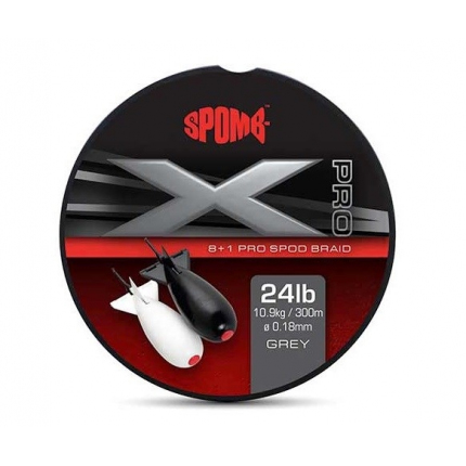 Spomb Splétaná Šňůra X Pro Braid Grey 0,18 mm 300 m