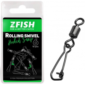 Zfish Obratlík S Karabinkou Rolling Swivel a Hooked Snap 10 ks