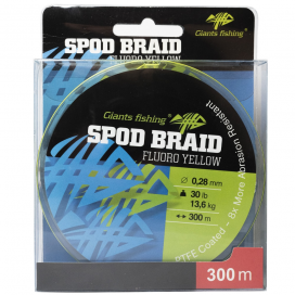 Giants fishing Splétaná šňůra Spods Braid Fluoro Yellow 300m|0,28mm/30lb(13,6kg)