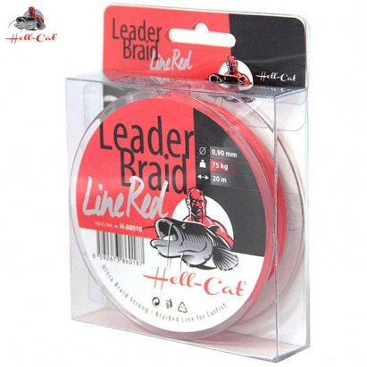 Akce Hell-Cat Návazcová šňůra Leader Braid Line Red 0,90mm, 75kg, 20m