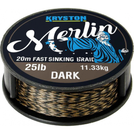 Kryston pletené šňůrky - Merlin fast sinking braid černý 15lb 20m